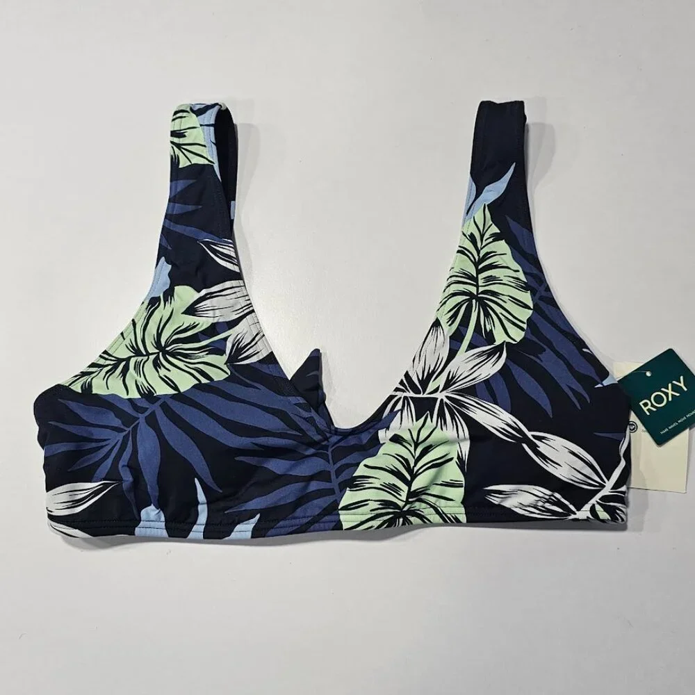 Roxy Printed Beach Classics Bralette Swim Top Mood Indigo - Picture 5 of 9